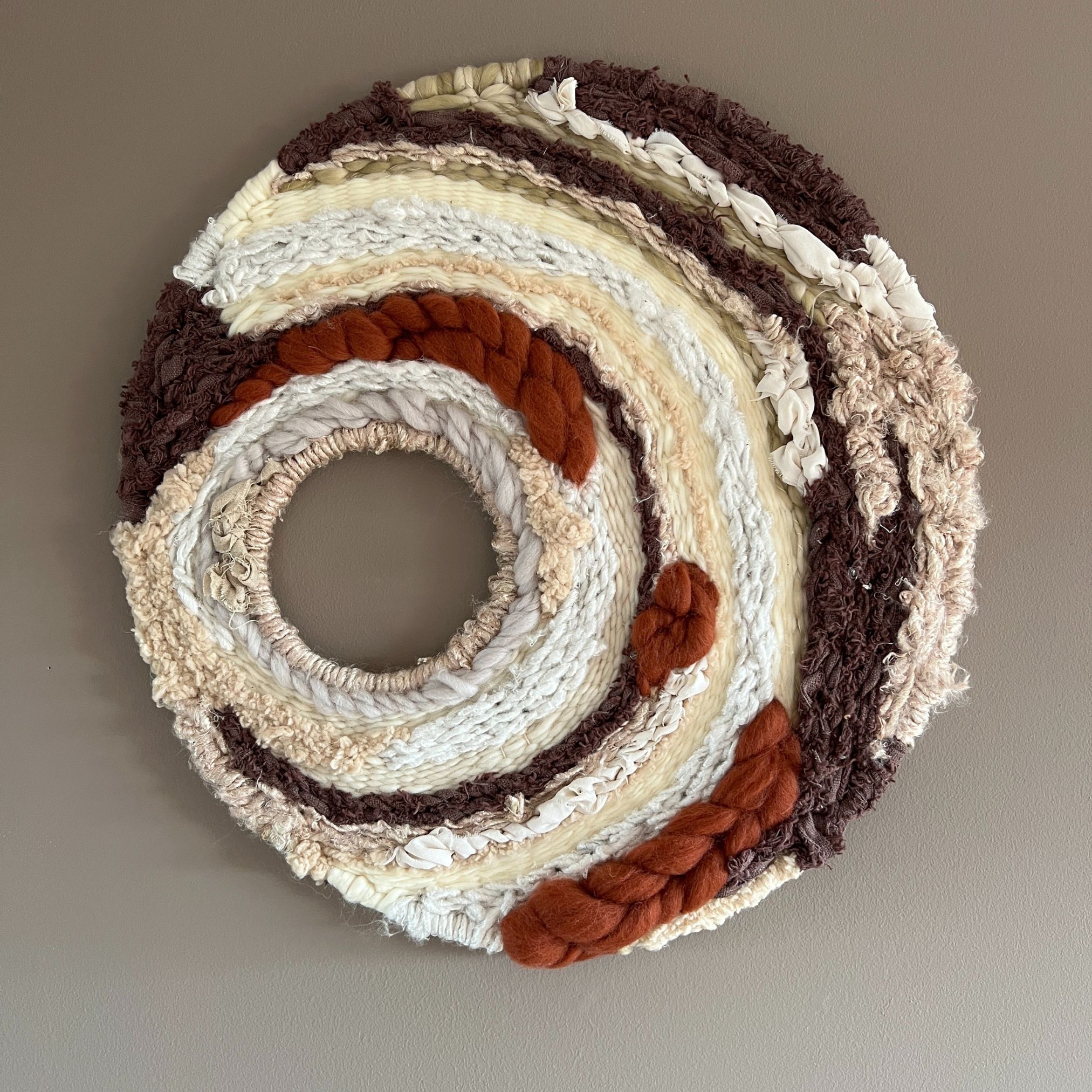Terracotta & Sand Open-Center Weaving — handcrafted Wall Hangings by BeigeKnot
